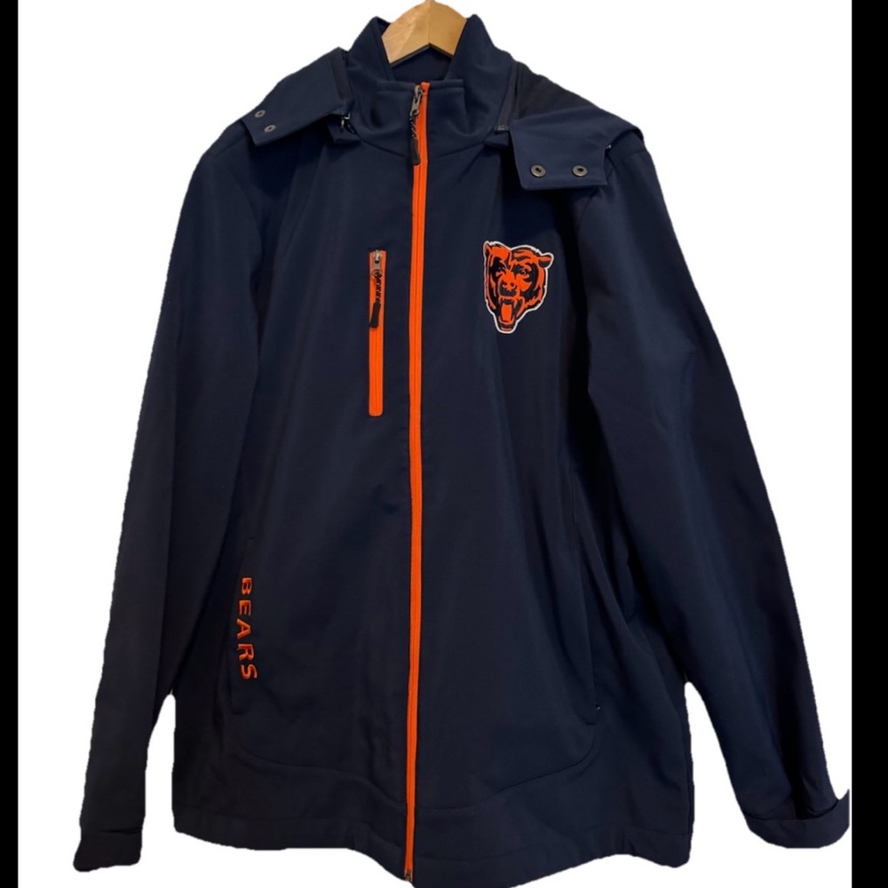 Official NFL Fleeced Lined Hooded Chicago Bears Jacket Size Large, Blue/Orange